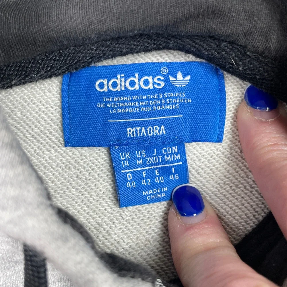 Adidas Rita Ora Banned From Normal Hoodie Mens Medium Gray Black Tiger Trefoil
